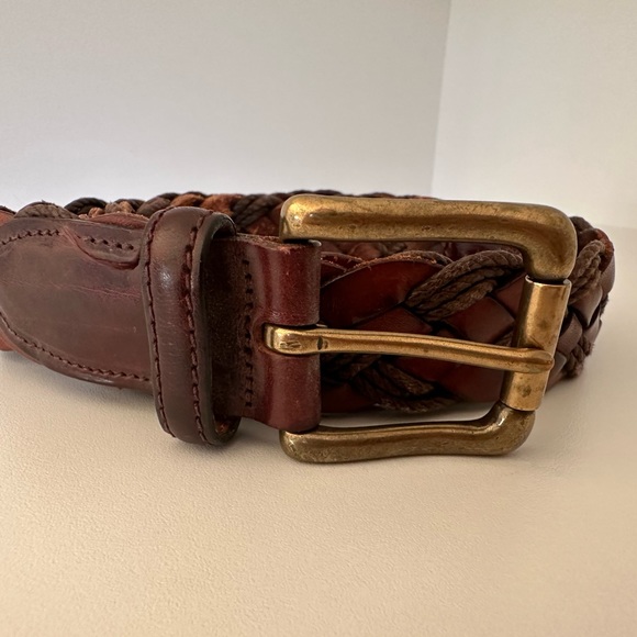 Men’s Trafalgar size 40 brown woven genuine leather belt - Picture 4 of 7